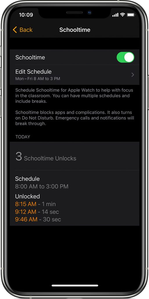 How to set up Apple Watch Schooltime check exits