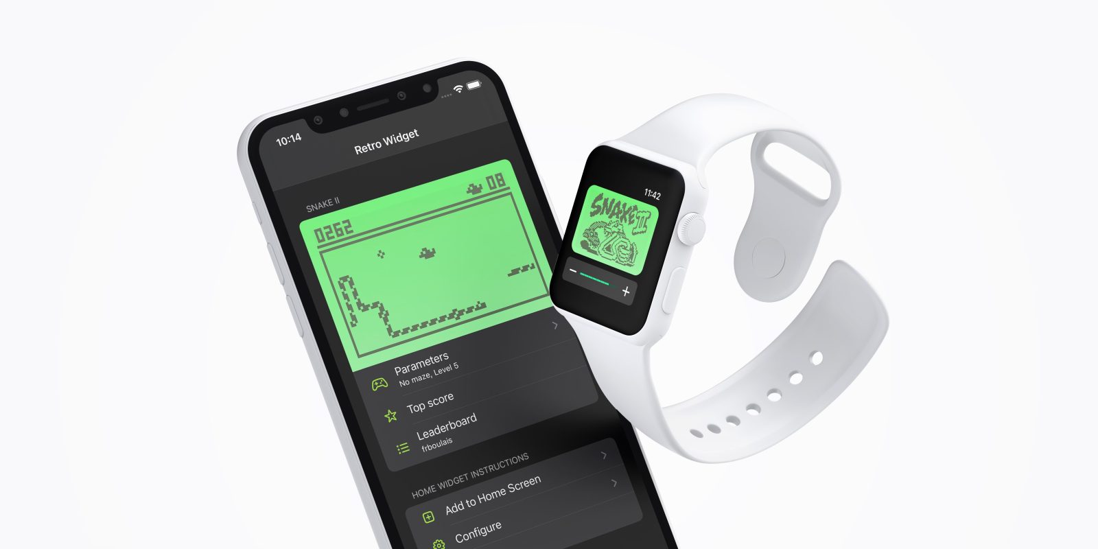 Snake game iPhone widget and Apple Watch app