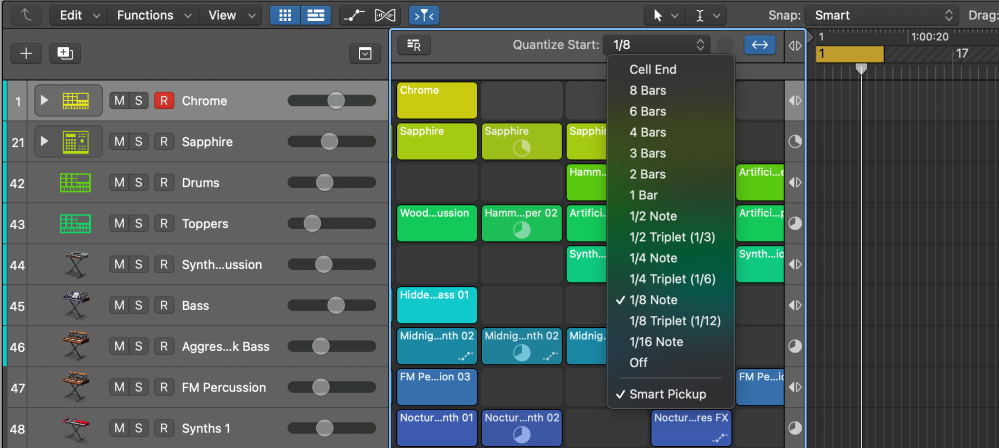 Logic Pros Live Loops Launchpad Diary tips - Quantize Start