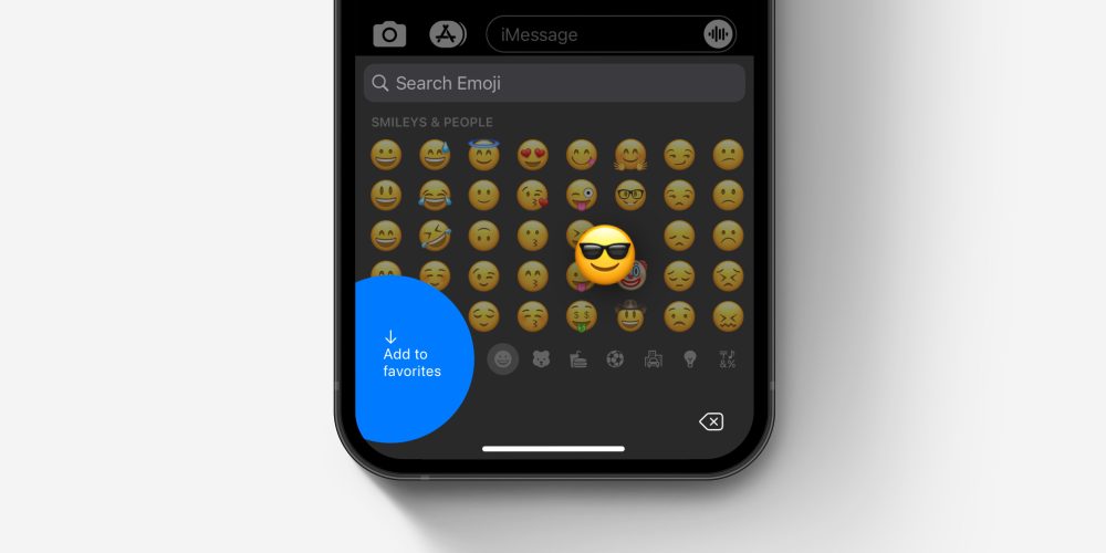 iOS emoji keyboard how to "add to favorites" concept