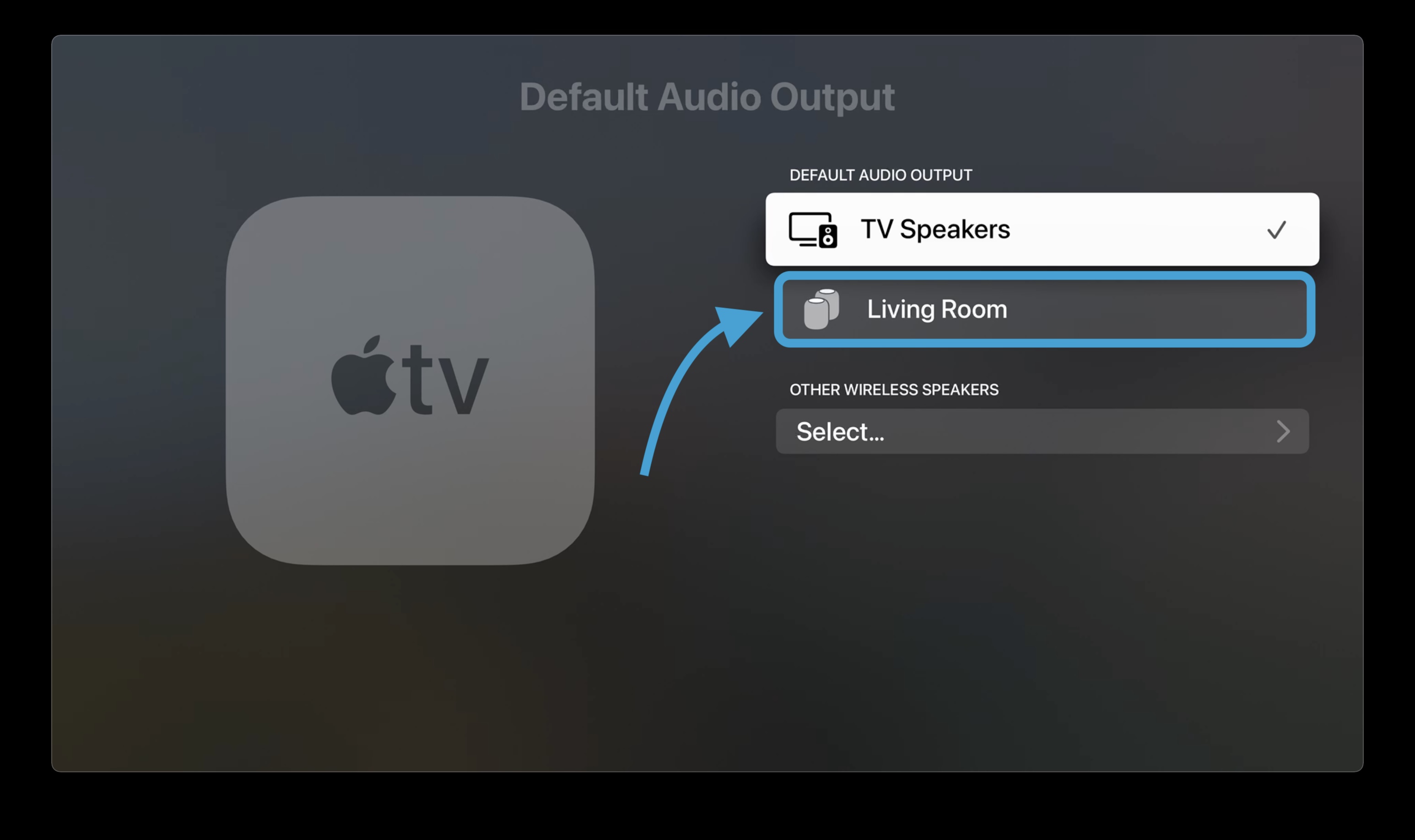 Choose the HomePod(s) that appear below "TV Speakers"