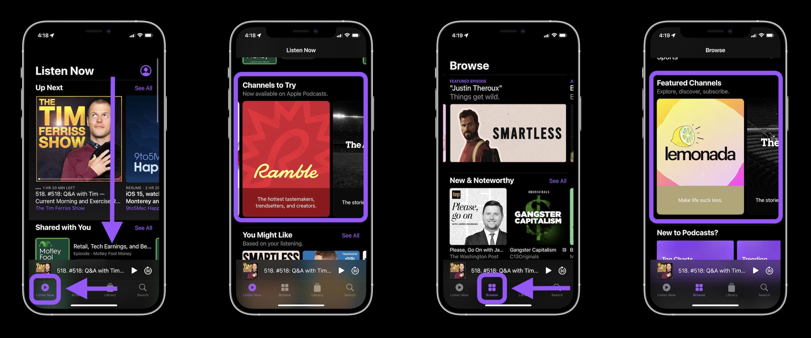 How Apple Podcasts Subscriptions and Channels work walkthrough - discovering