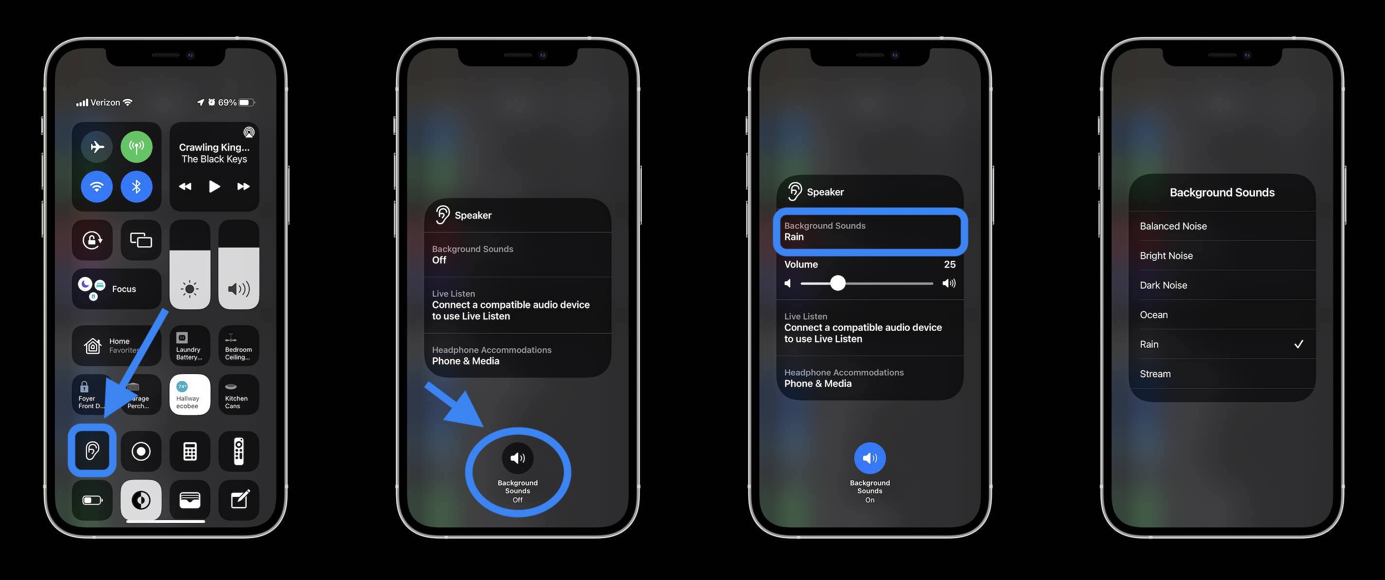 How to use iPhone Background Sounds in iOS 15 Control Center
