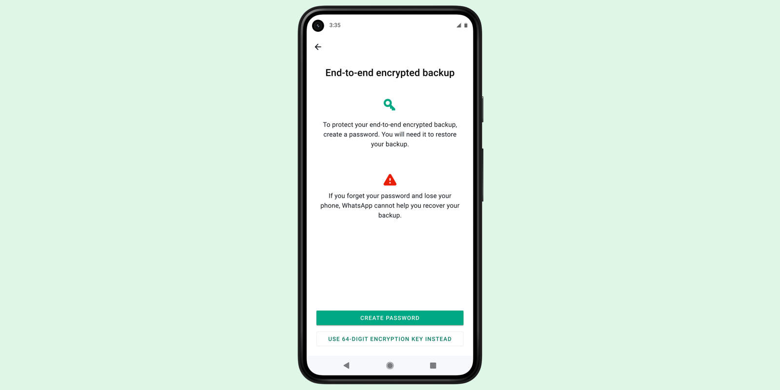 WhatsApp end-to-end encrypted backups