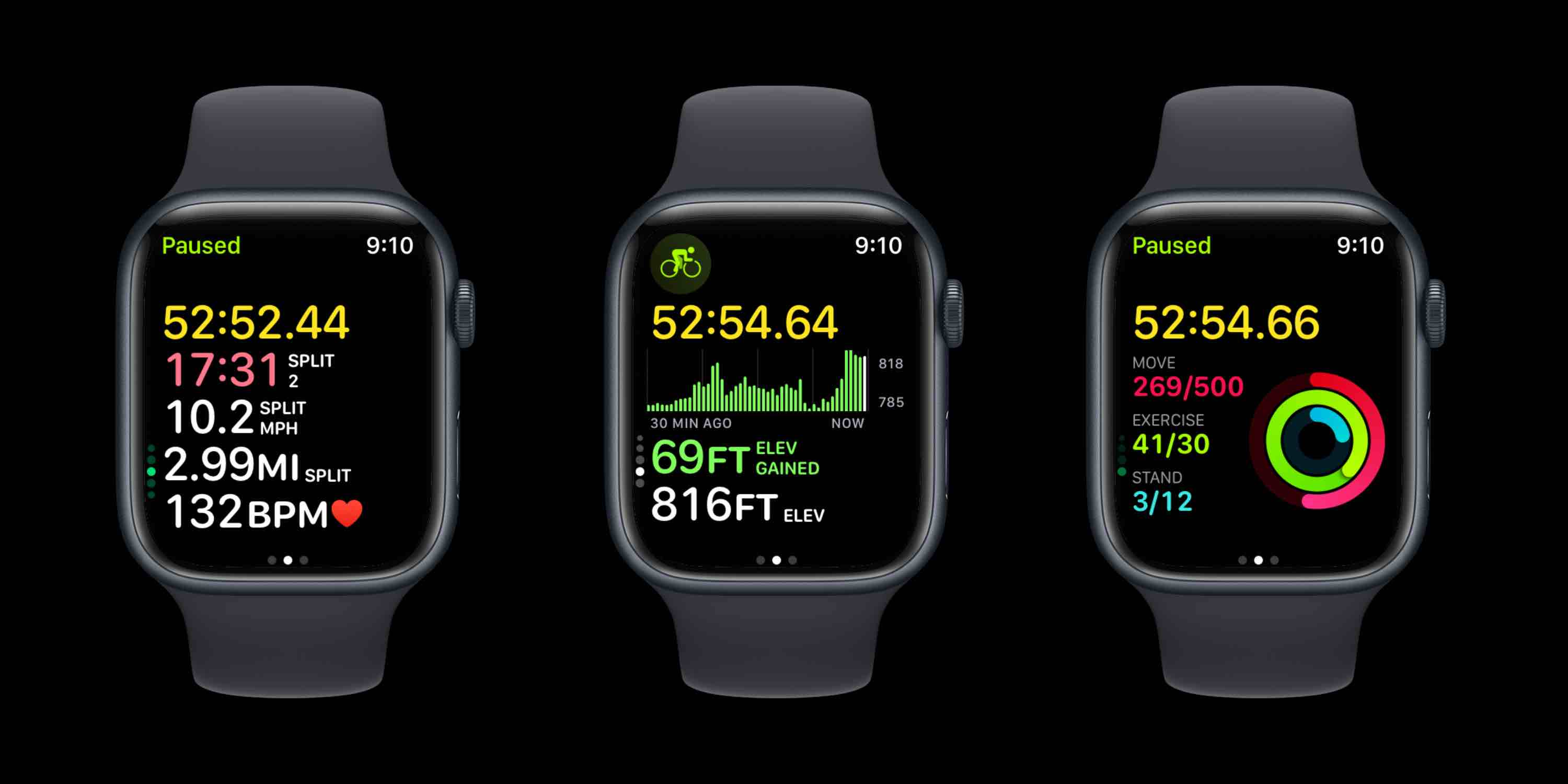 Apple Watch cycling metrics screens