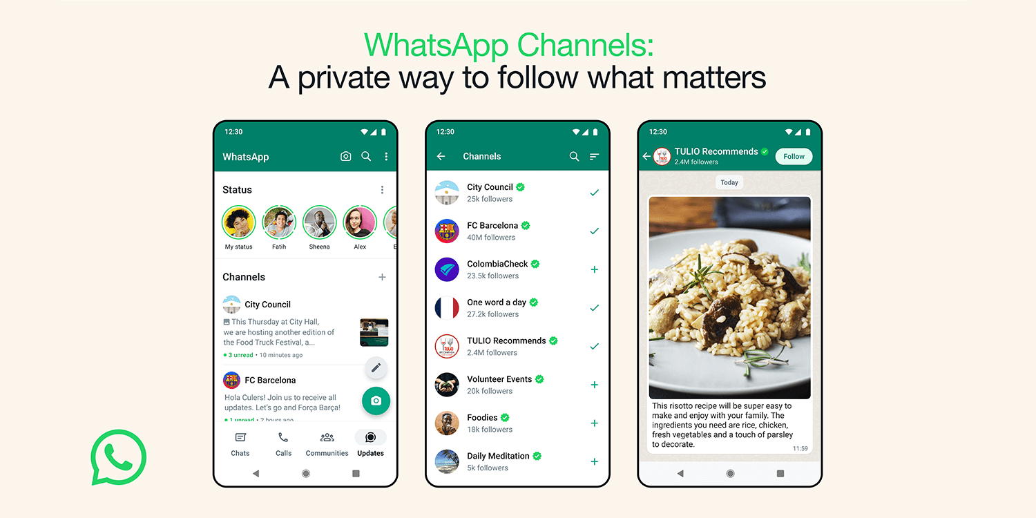 WhatsApp Channels screenshots