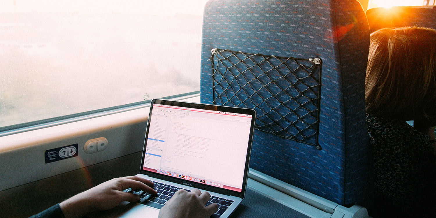 5G MacBook time | MacBook used on a train