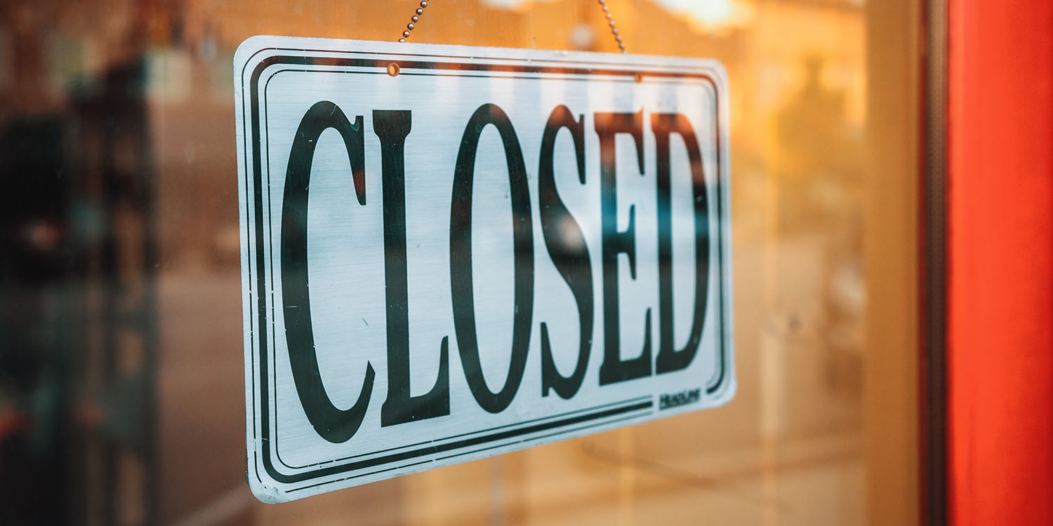 Textbook antitrust case | Small business with Closed sign