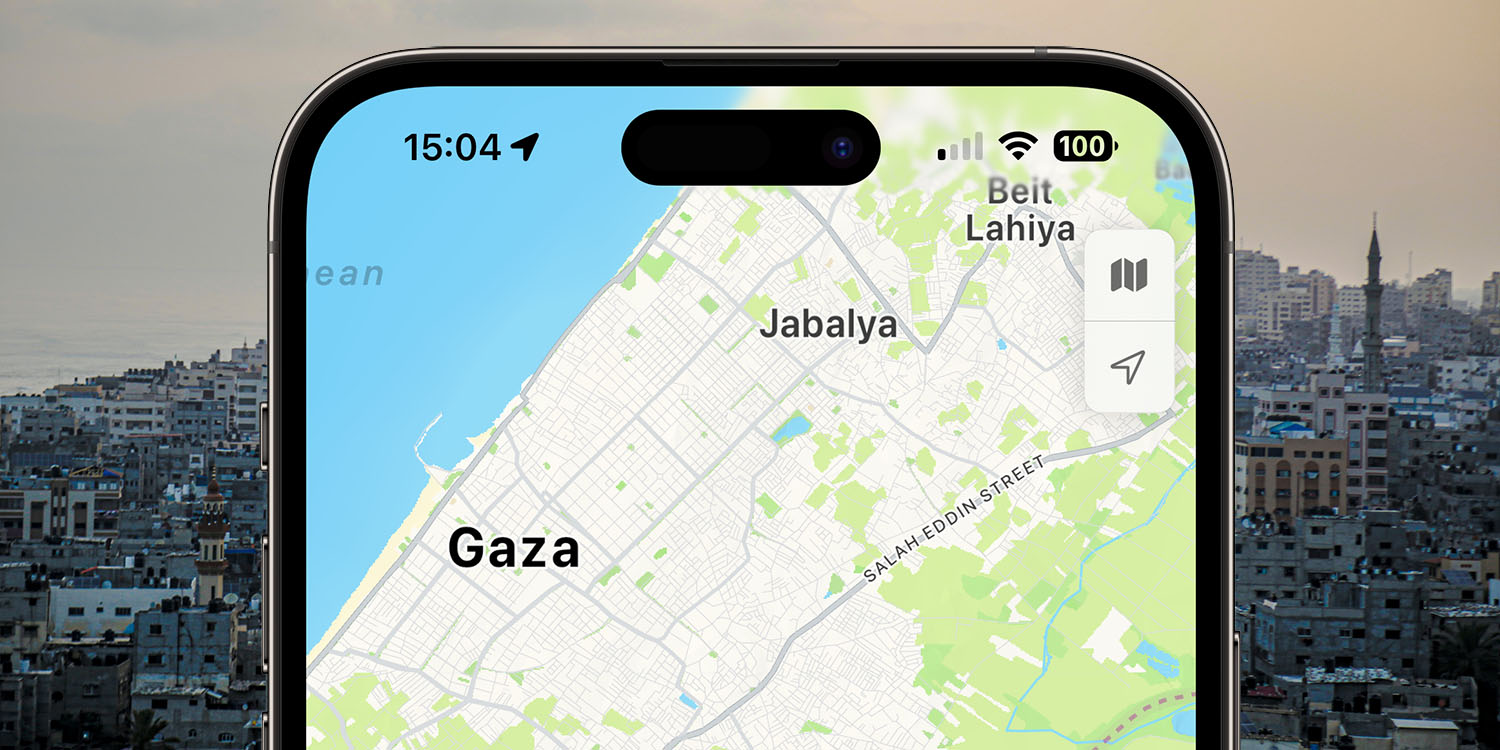 Apple Maps Israel and Gaza | Screenshot with no traffic data