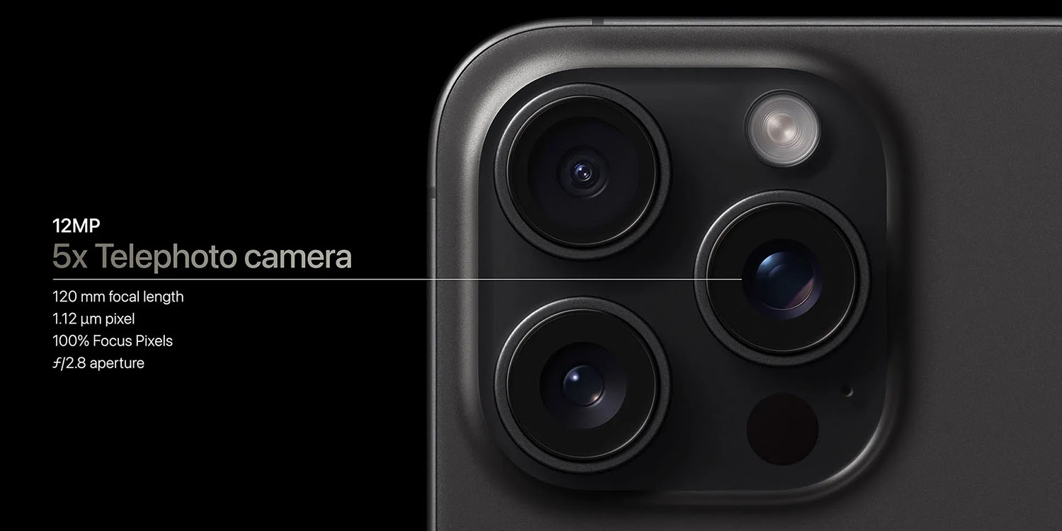 iPhone 16 Pro periscope lens | Seen here in iPhone 15 Pro Max promo image