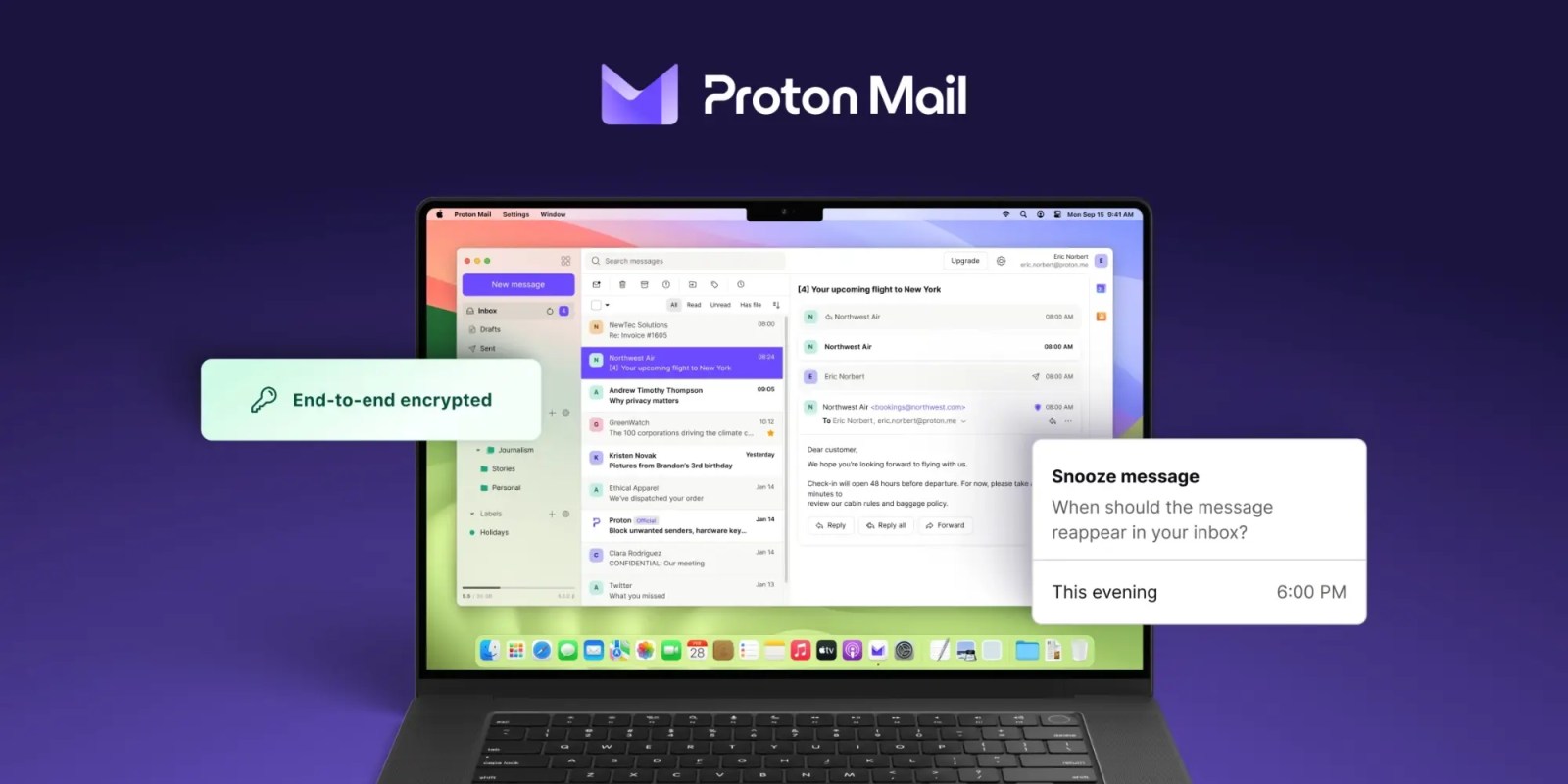 Proton Mail Mac app promo graphic