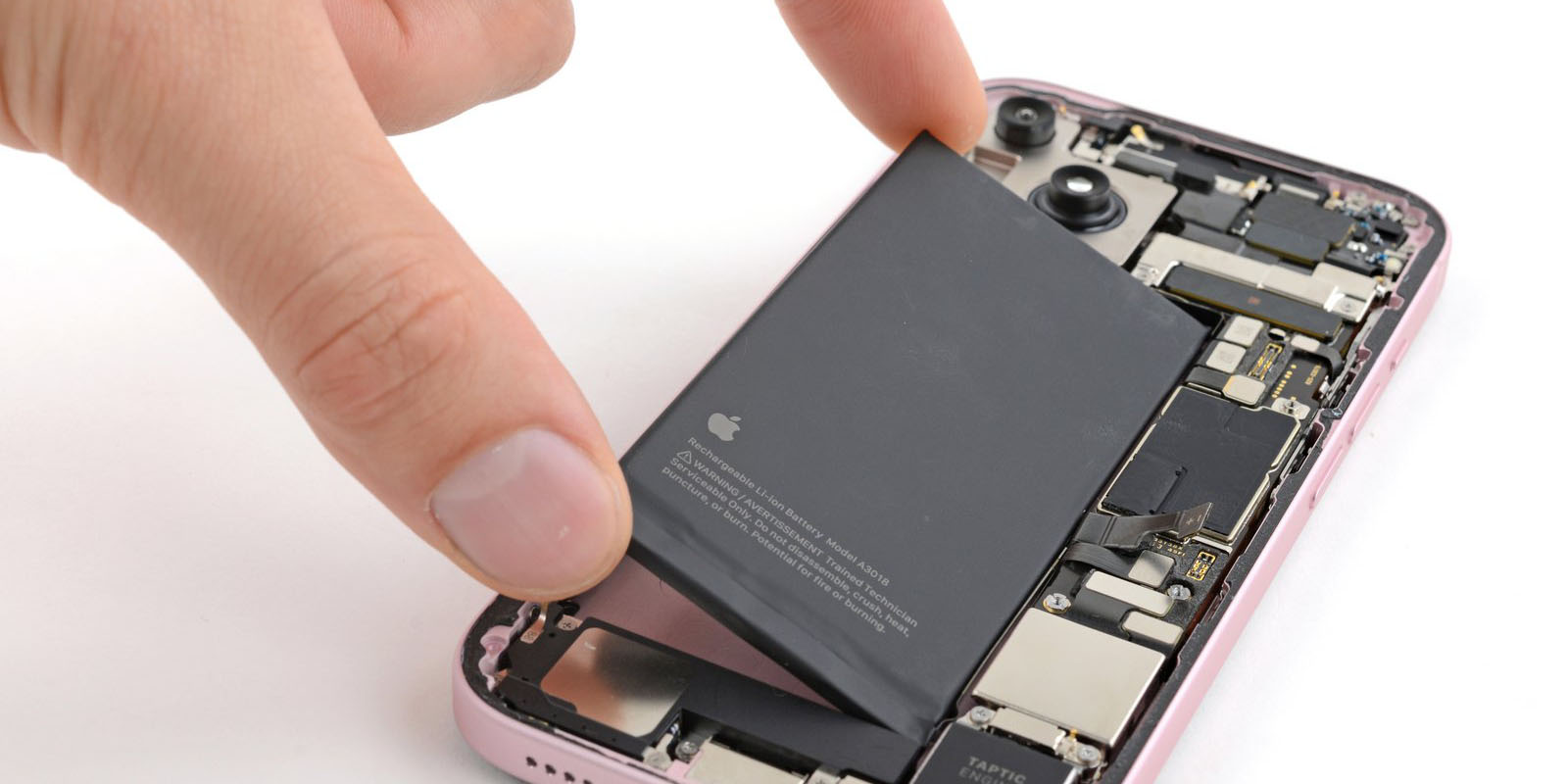 iPhone 16 batteries (iPhone 15 battery shown)