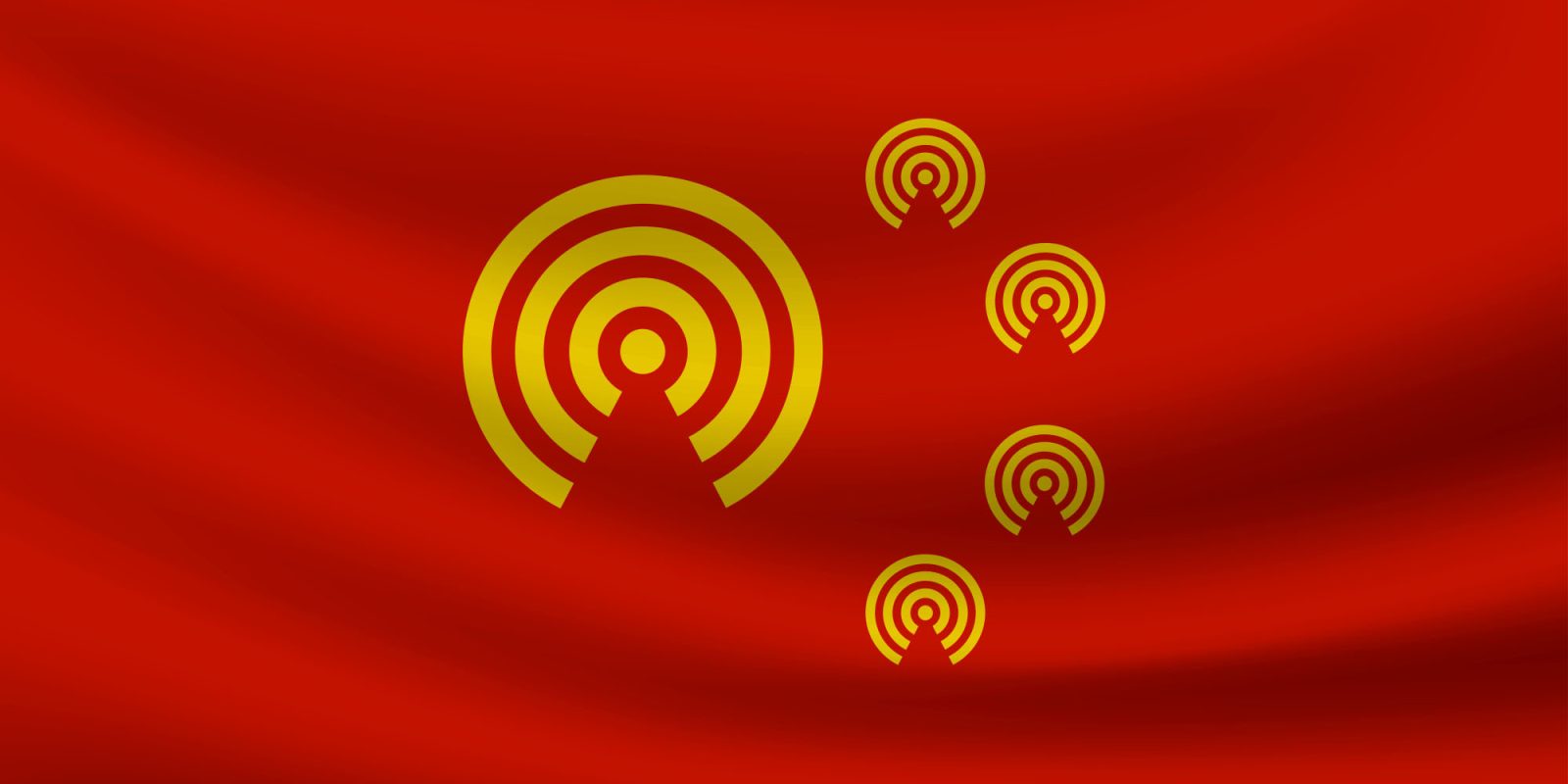 AirDrop crack | Chinese flag comprising wifi symbols