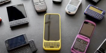 Clicks iPhone keyboard case shown with old smartphones with hardware keyboards