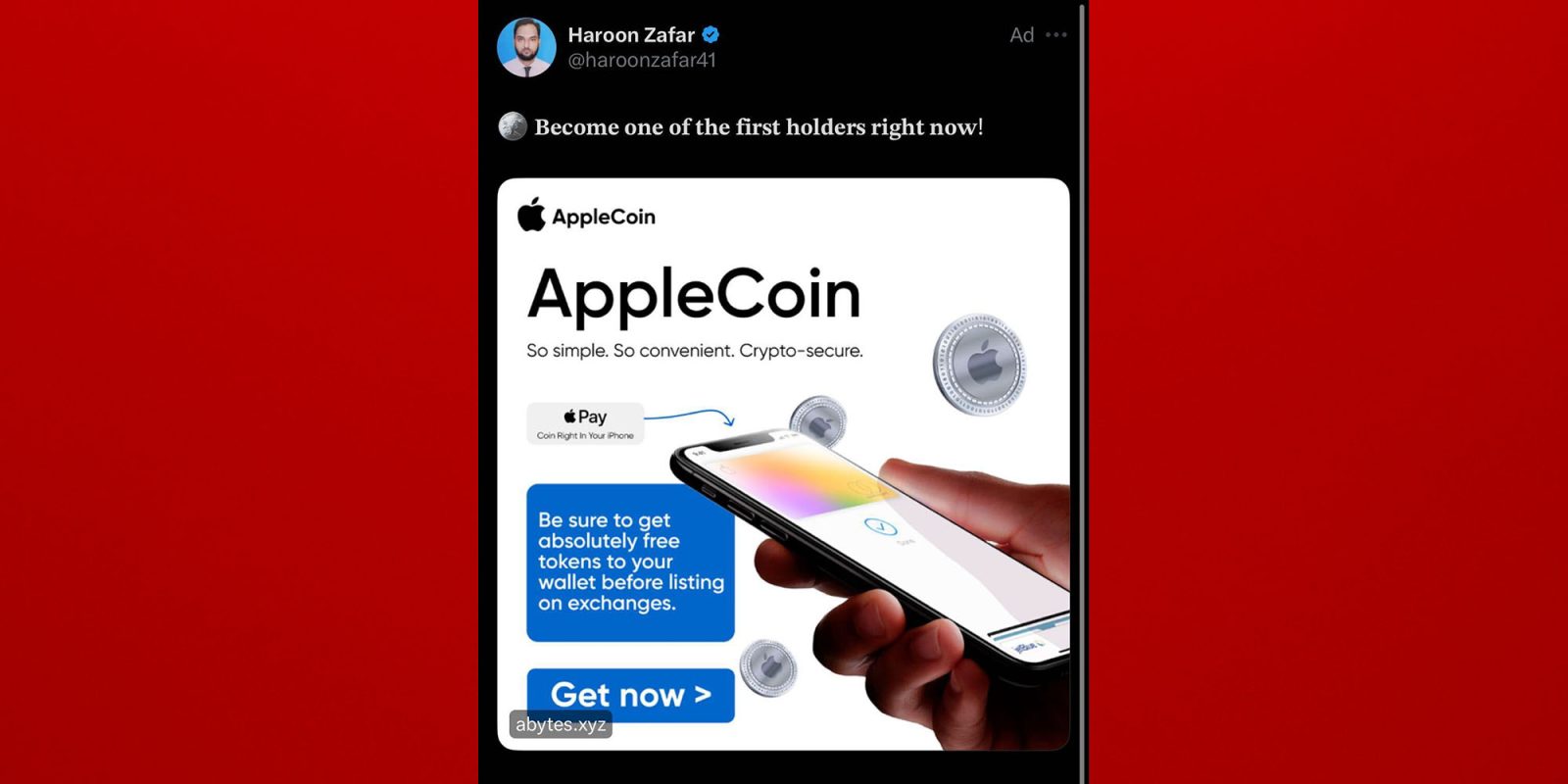Fake AppleCoin ads