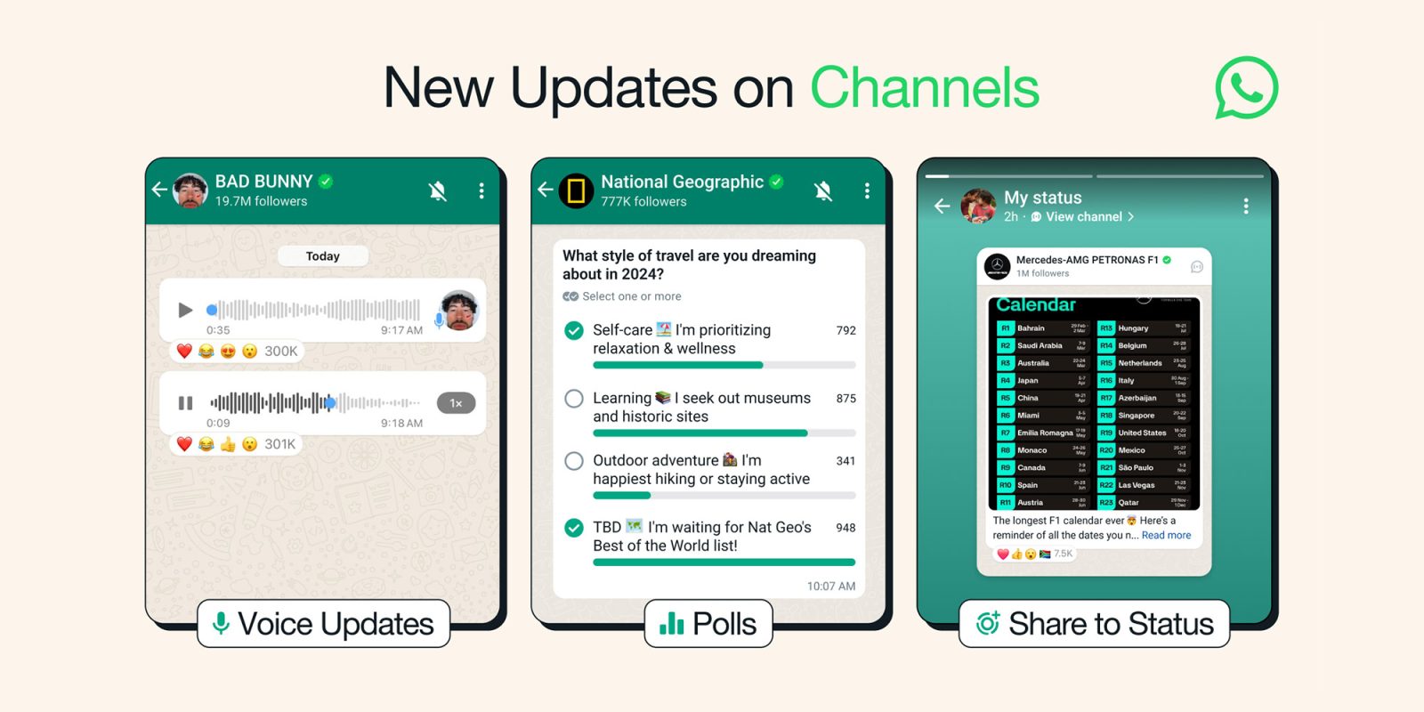 WhatsApp brings voice messages and polls to its Channels feature